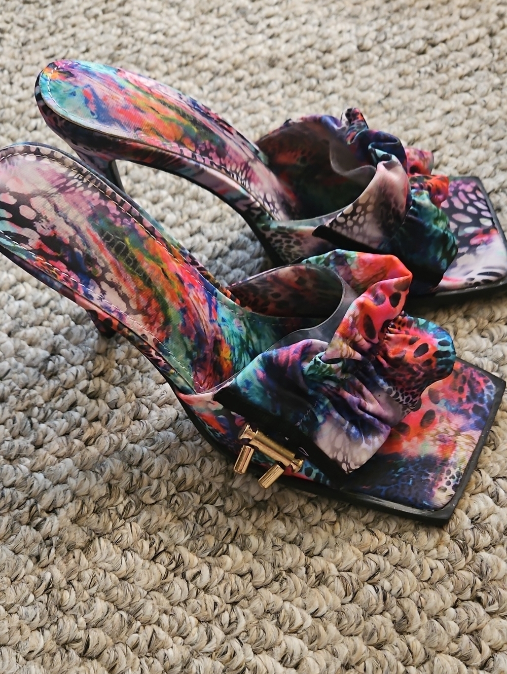 Cape Robbin Multicolor Floral Ruched Slide Sandals